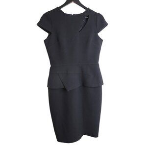 Sandra Angelozzi Cap Sleeve Black Elegant Peplum Dress Size 34